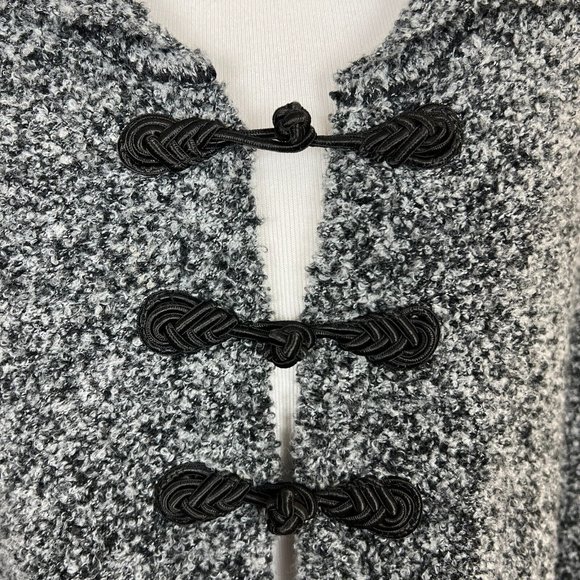 VON SAKEN Poncho Sweater Womens One Size Gray Wool Blend Knit Toggle Longline - Picture 5 of 13